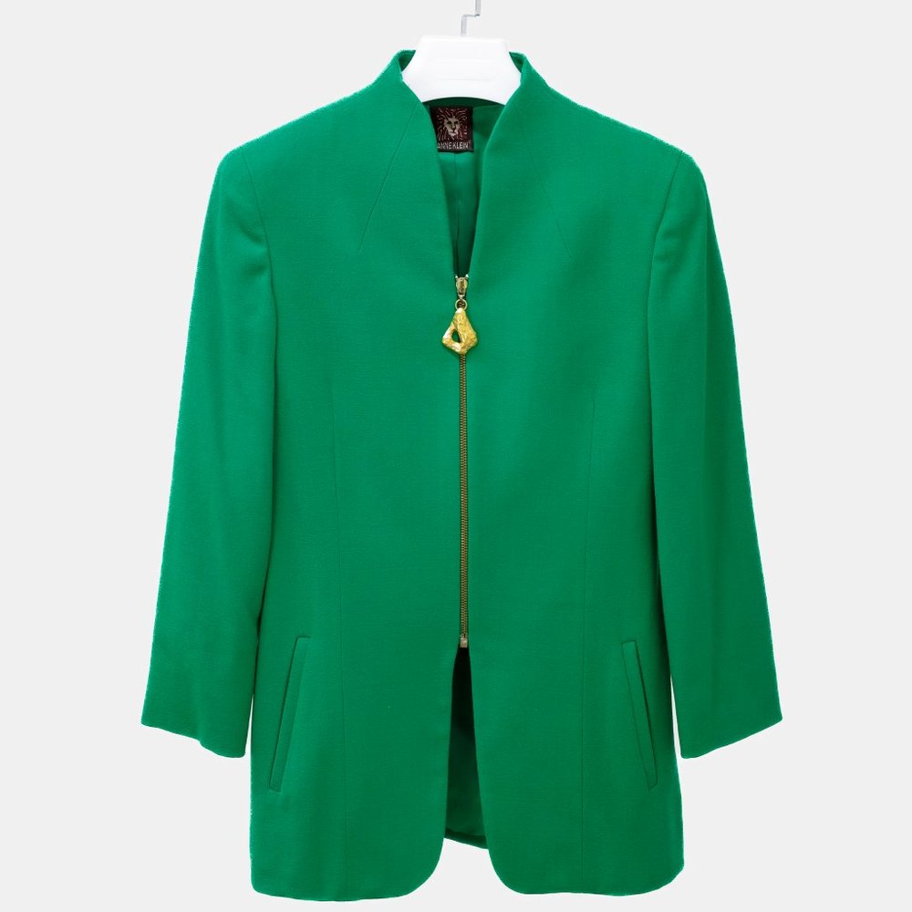 Anne Klein Emerald Green Jacket with Gold Zipper